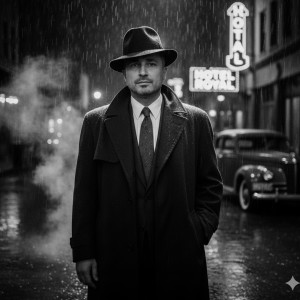 1940'lar Film Noir Dedektif Portresi: Gizemli ve Şık Bir Kahraman